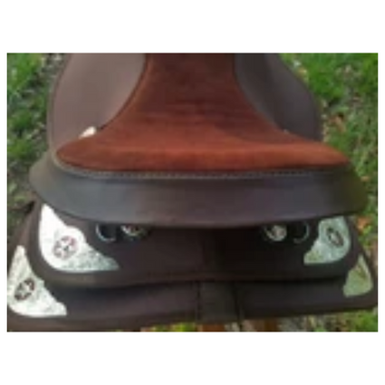 7"- Wide Gullet- Classic Brown Texas Star- Synthetic Cordura-  Show  Pleasure Western saddle