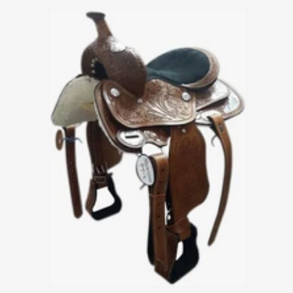 Kids / Pony- Dark Oil-Showtime Spirit- Ornate Carved leather  Show Western Saddle