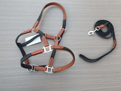 Tan Leather - Webbing Halter and lead set