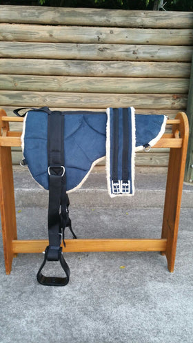 Electricblue Microsuede Padded Bareback Pad with Girth and detachable stirrups