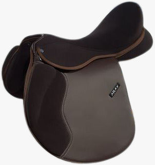 ARAV- CHANGEABLE GULLET- BROWN- All General Purpose Synthetic English Saddle-  With 4 Gullet set - Size 16/17/18