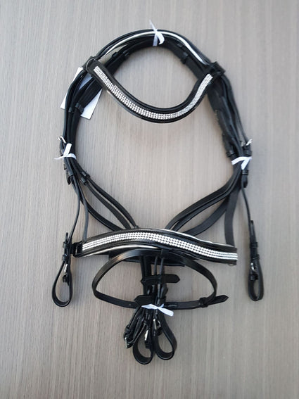 Silver Leather Bridle With Webb / Leather Reins