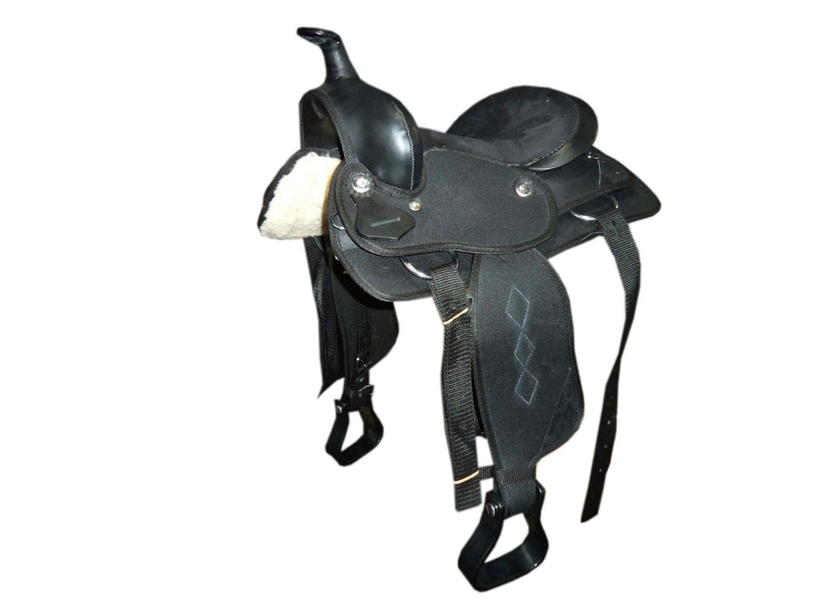 Wide Gullet - 7 " -Black- Synthetic Western Saddle