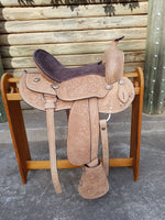 Natural finish- Handcarved - Leather Western Saddle
