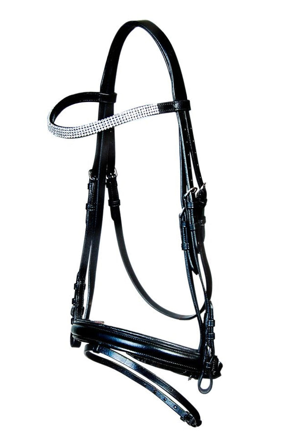 U-Silver Crystal Leather bridle with webb-leather Reins